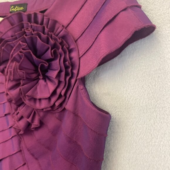 Cartise Cap Sleeve Tiered Blouse Womens 6 Evening Purple Flower Office Top NWT - Picture 7 of 12